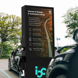 Dual 22kW AC EV Charging Station with 55” Advertising Screen