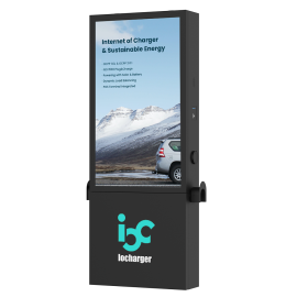 2x22kW Floor-mounted OCPP 1.6J OCPP 2.0.1 EV Charging Station with 55” Advertising Screen